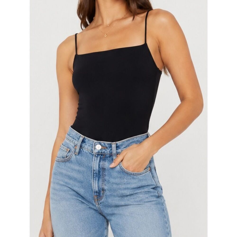 Babaton Aritzia Black Bodysuit 2XS Square Neck Minimalist Capsule